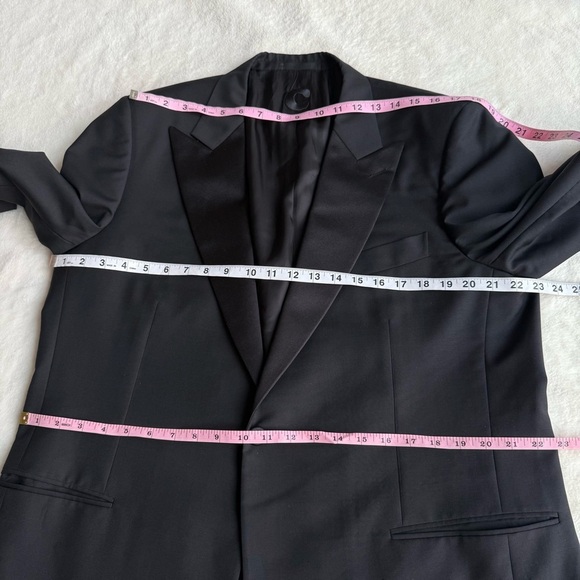 Caruso Wool Mohair Black Italy Long Sleeve Tuxedo Blazer 46R - Picture 6 of 13